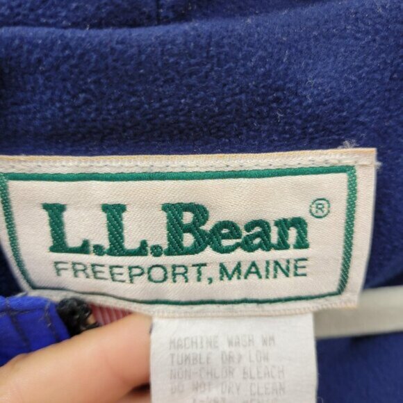 Vintage LL Bean Jacket Mens XL Blue Hooded Pullover Fleece Lined Made USA 90s - Picture 8 of 14